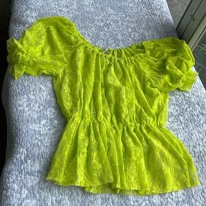 BCB Generation Neon Lime green stretch lace top SizeS